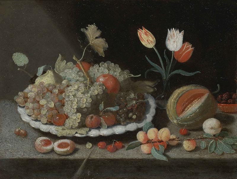 Jan Van Kessel Still life with grapes and other fruit on a platter oil painting image